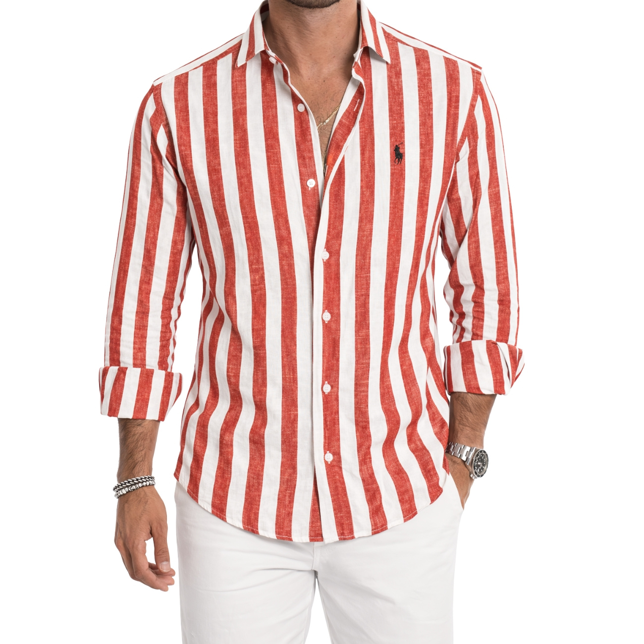 Camisa Casual De Tela Suave a Rayas — PRECIO DE LIQUIDACIÓN